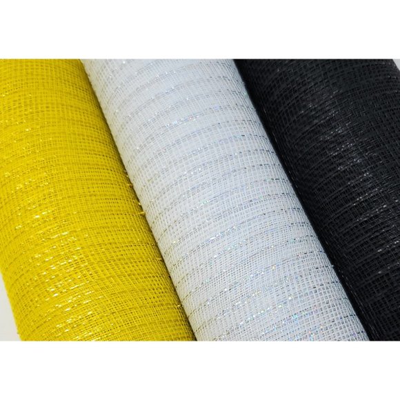 BumbleBee 10" Metallic Deco Mesh Set (Bee Yellow, Floral White, Wing Bla… - Picture 3 of 3